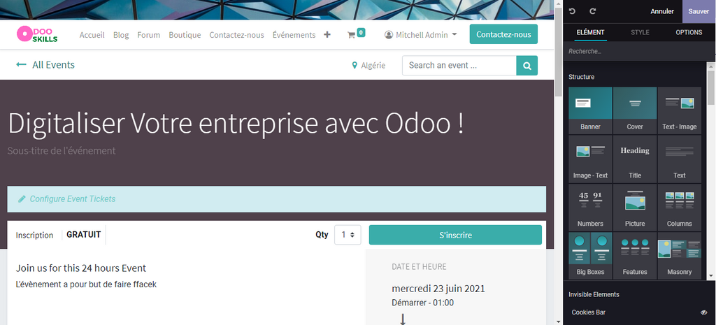 Evènement créé sur place à partir du CMS Evènement créé sur place à partir du CMS