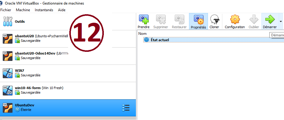 choisir image Ubuntu image Ubuntu éteinte