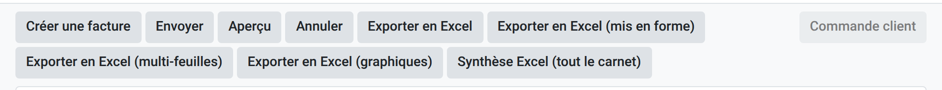 En-tête d'une commande de vente Odoo 19 avec le bouton Synthèse Excel (tout le carnet) aux côtés des boutons des articles précédents