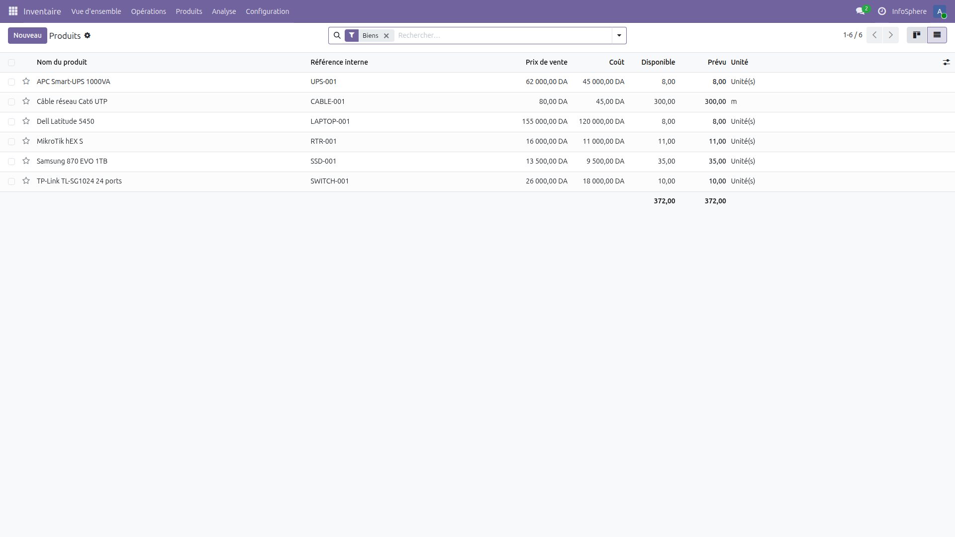Stock en main Odoo 19 après livraison S00001 — quantités mises à jour