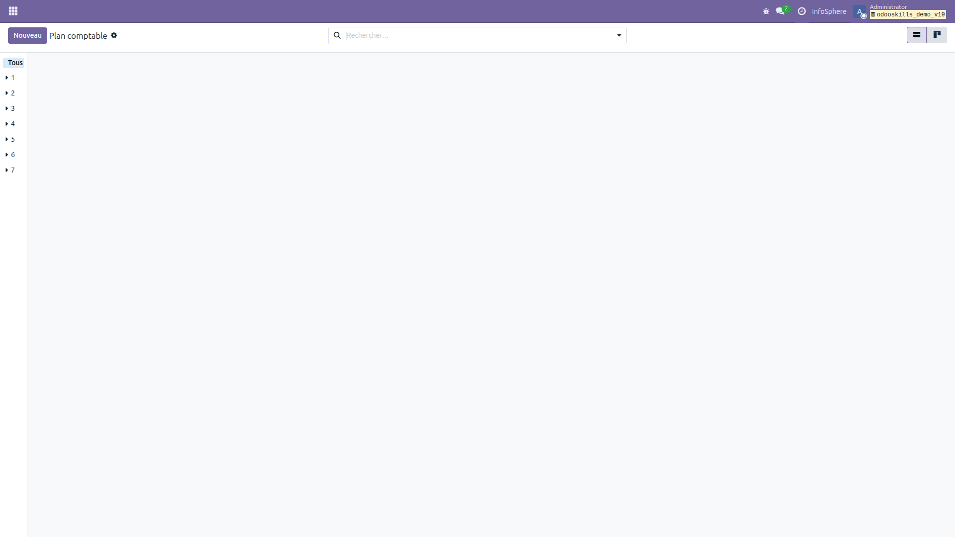 Plan comptable SCF Odoo 19 — 7 classes, 299 comptes