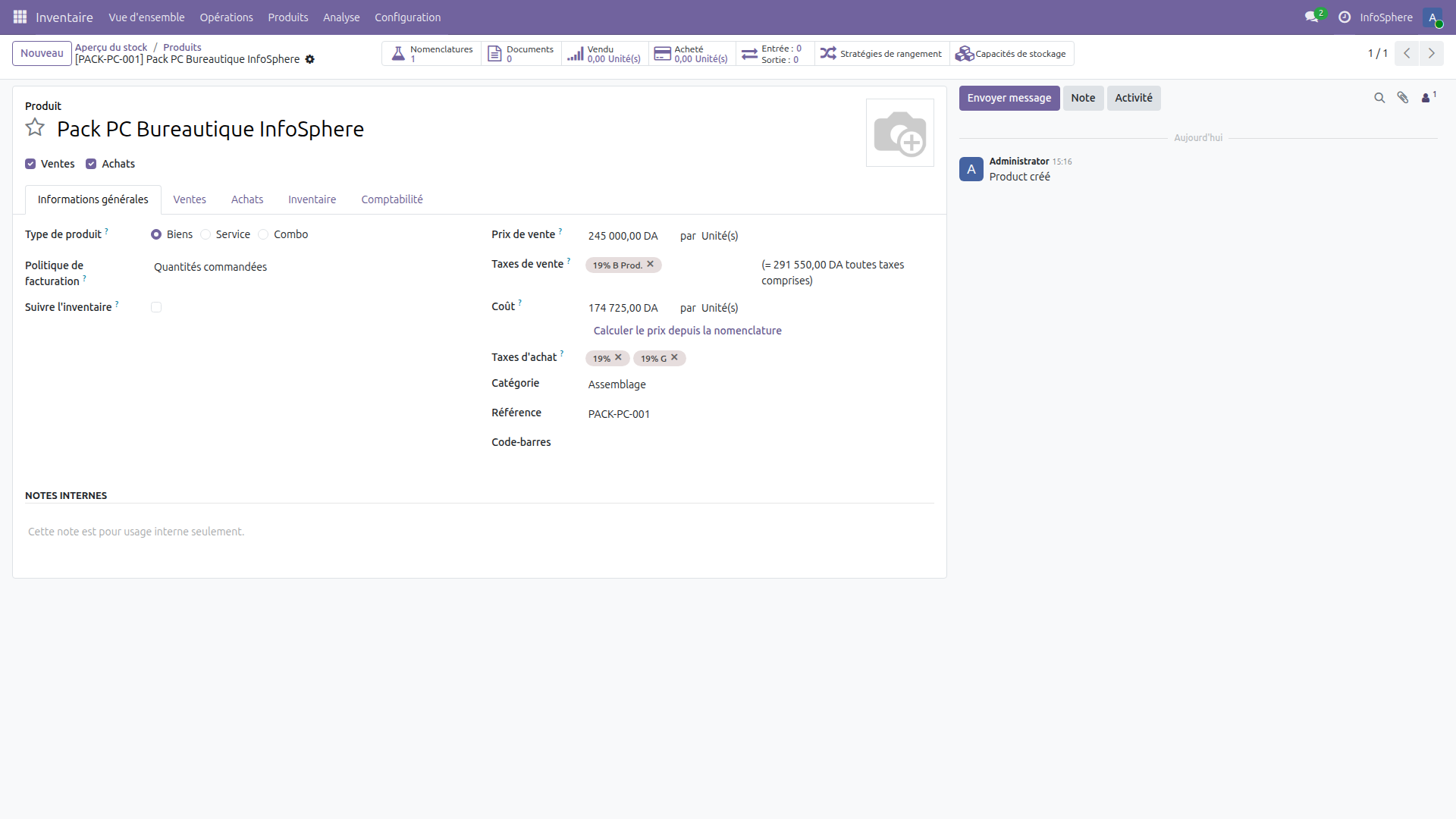 Fiche produit Pack PC Bureautique InfoSphere