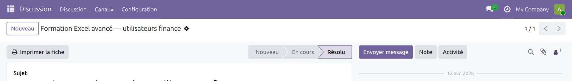 Bouton Imprimer la fiche dans le header du formulaire ticket