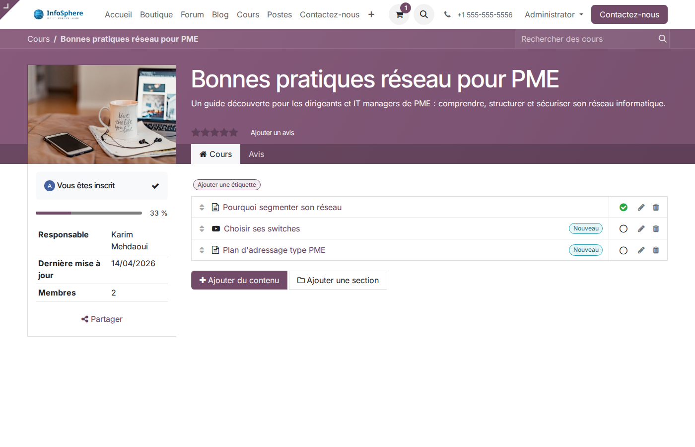 Page publique cours Bonnes pratiques réseau PME