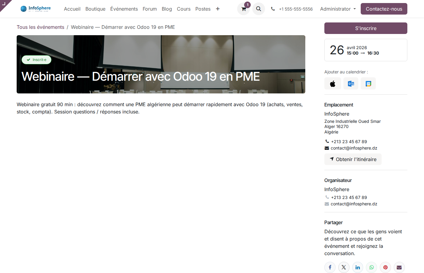 Page publique du webinaire gratuit InfoSphere