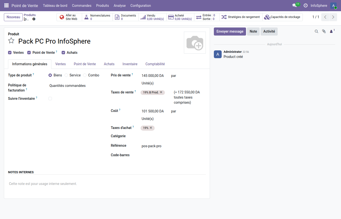 Form produit Pack PC Pro InfoSphere