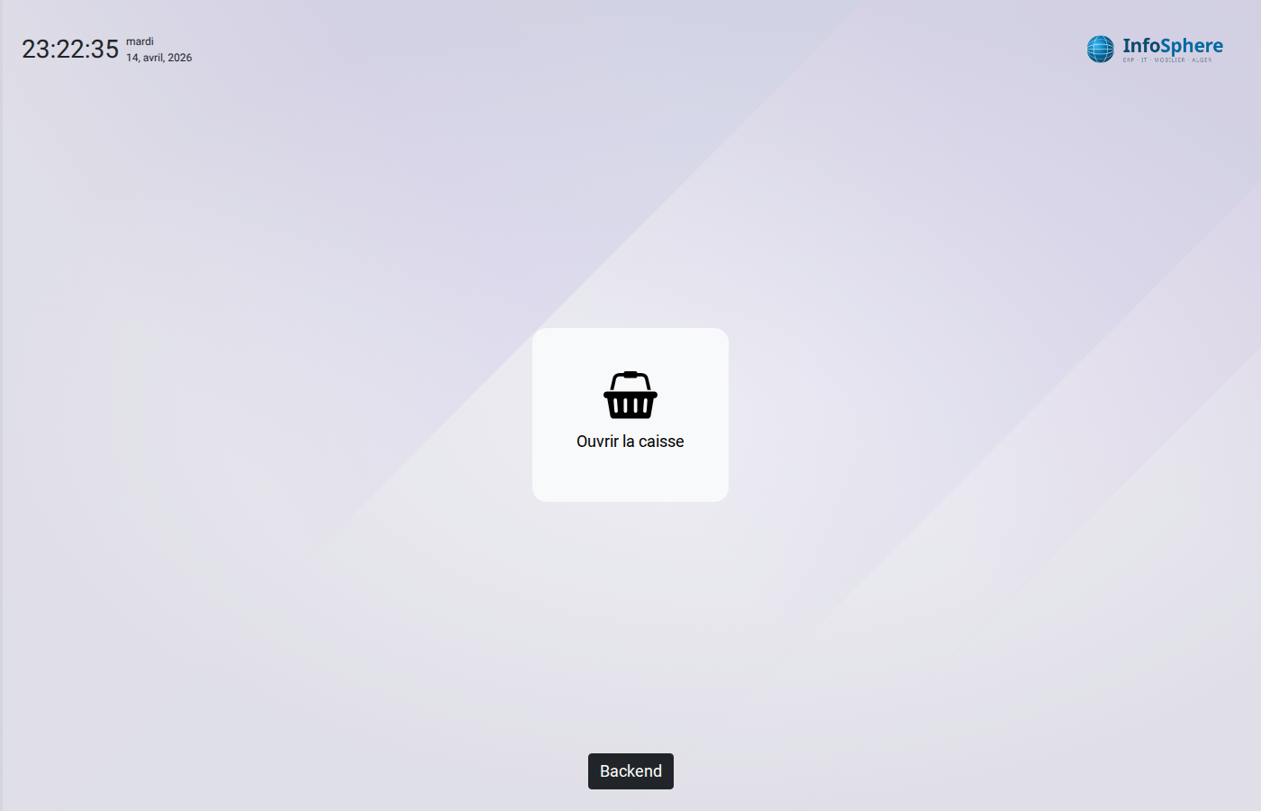 Interface POS tactile produits panier total