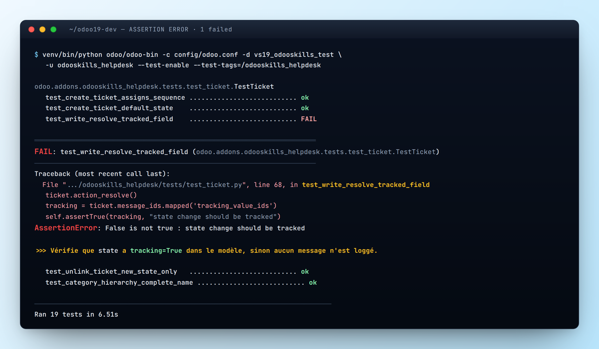 Exemple d'échec — AssertionError parce que state n'est pas tracké